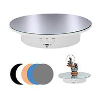 Supporto per vendita motorizzato, piatto girevole da 20 cm, piatto girevole elettrico con base girevole, 5 ripiani in PVC, carico 8 kg (specchio bianco)