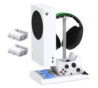 Supporto per ventola di raffreddamento verticale aggiornato per Xbox Series S, sistema ventola di raffreddamento Dual Controller Dock Station con 2 batterie ricaricabili da 1400 mAh