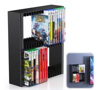 Supporto per videogiochi, Porta-giochi con 16 o 32 slot, Organizzatore da parete a 2 ripiani per custodie di giochi P5 P4 P3, X-One, Serie X/S, SW e SW2, Supporto da tavolo o da terra 2 pezzi con 32 s