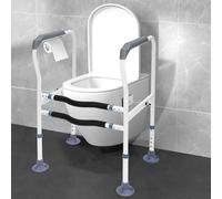 Supporto per WC antiscivolo, supporto per WC, altezza e larghezza regolabile per anziani, donne incinte e persone con ventose, portata fino a 200 kg