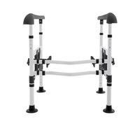 Supporto per WC con portata di 150 kg, altezza regolabile (63 - 74 cm) e larghezza regolabile (57 - 61 cm), guide di sicurezza per WC con manici antiscivolo, facile da montare (nero + bianco)
