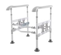 Supporto per WC con portata di 150 kg, altezza regolabile (63 - 74 cm) e larghezza regolabile (57 - 61 cm), guide di sicurezza per WC con manici antiscivolo, facile da montare (grigio + bianco)