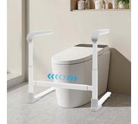 Supporto per WC regolabile in altezza, robusto telaio WC regolabile in larghezza senza foratura, maniglie per anziani, rialzo per sedile WC con braccioli, supporto per WC per disabili