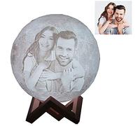 Supporto Personalizzato Per Foto, 3D Moon Lamp Personalizzata, Luce Lunare Personalizzata Con Foto E Testo,16 Colori,Usb Night Light For kids,Compleanno,Natale,Regali Per La Festa Della Mamma (15Cm)