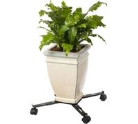Supporto Piante con Ruote Nature Regolabile, Metallo Nero, 4 Bracci Estensibili, 34-51 cm, 100 kg