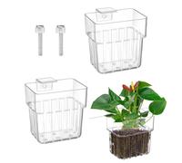 Supporto Piante per Acquario, Supporto a Muro Cup, Corbeille per Piante per le Piante Acquee, Vasetto per Piante Decorativo per l'Acquario per Decorazioni del Paesaggio Acquario, Trasparente, 2 Pezzi