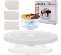Supporto Piatto Girevole Gira Ruota Torta Rotante 28cm + Spatole per Decorazione