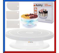 Supporto Piatto Girevole Gira Ruota Torta Rotante 28cm + Spatole per Decorazione