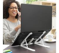 InnovaGoods - Supporto Laptop Regolabile e Pieghevole Flappot, Antiscivolo, Ergonomico, Multiposizione, Dissipazione Calore, Adatto a Dispositivi 10-17'', Nero, 6,5 x 2 x 26,5 cm, Lega di Acciaio