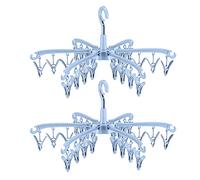 Supporto Pieghevole per Calzini a 24 Clip - Asciugatura Rotante e Portatile, Appendino Multifunzionale per Interno ed Esterno - Plastica Blu
