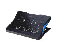 Supporto pieghevole per computer portatile con 6 ventole, 2 USB, supporto di scarico regolabile, luce LED