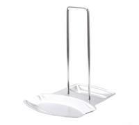 Supporto pieghevole per coperchio e poggiamestolo, 21 x 15,5 x 18,5 cm, in acciaio inox, organizer per vassoio da cucina salvaspazio, antiscivolo, vassoio igienico per la condensa per la cucina