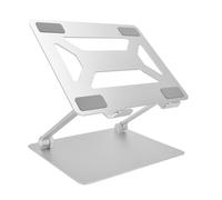 Supporto pieghevole per notebook, supporto ergonomico per laptop con base ventilata, rialzo regolabile in altezza color argento per scrivania, adatto