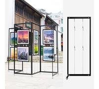 Supporto pieghevole per poster con ganci a filo, espositore per mostre d'arte e marketing, set da 8 pezzi, 120 x 250 cm, ideale per eventi e promozioni