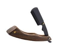Supporto Pieghevole per Rasoio in Acciaio Inox, Legno Retrò | Clip-on, Struttura a Tre Strati, Manico Ergonomico, per Viaggio e Uso in Barberia