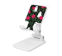Supporto pieghevole per telefono cellulare con fantasmi e rose dei cartoni animati ad angolo regolabile in altezza Supporto per cellulare portatile da tavolo compatibile con tutti gli smartphone