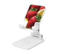 Supporto pieghevole per telefono cellulare con fragole e fette di limone ad angolo regolabile in altezza Supporto per cellulare portatile da tavolo compatibile con tutti gli smartphone, stile bianco