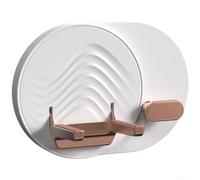 Supporto pieghevole salvaspazio per asciugacapelli, montaggio a parete, con fodera in TPR e organizer per cavi, per piano di lavoro del bagno (bianco)