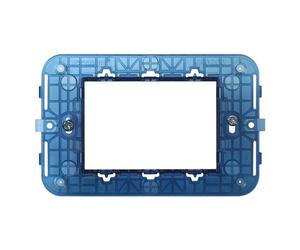 Supporto portafrutti 3 moduli 503 in plastica trasparente blu compatibile anche con Vimar Arké