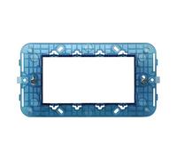 Supporto portafrutti 4 moduli 504 in plastica trasparente blu compatibile anche con Vimar Arké