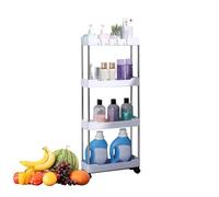 Supporto portaoggetti con ruote, ripiani per presentazioni e rotelle per pannolini, gel doccia, acqua minerale, per bagni e piccoli spazi