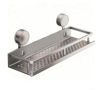 Supporto portaoggetti da posizionare sopra il soffione della doccia, con base a ventosa, in lega di alluminio, barra portasciugamani e gancio organizer per accessori da bagno (40 cm)