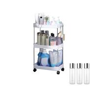 Supporto portaoggetti per carrello a 3/4 livelli, materiale in acciaio inossidabile PP | carrello a strati da 33 pollici, 1061 g, design sottile e arrotolabile, migliora l'organizzazione per