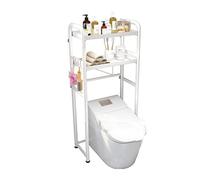 Supporto Portaoggetti Sopra Il WC, Supporto for WC In Acciaio Al Carbonio, Organizer for Bagno Con 4 Ganci Laterali, WC Non Incluso, for Bagno(White,55 x 27.5 x 135cm)