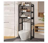 Supporto Portaoggetti Sopra Il WC, Supporto for WC In Acciaio Al Carbonio, Organizer for Bagno Con 4 Ganci Laterali, WC Non Incluso, for Bagno(Black,55 x 27.5 x 162cm)