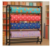 Supporto portarotolo in tessuto con asta di sospensione regolabile, organizer mobile in acciaio resistente per bobine di vinile, carta da parati e supporti multimediali - Carrello portaoggetti di liv