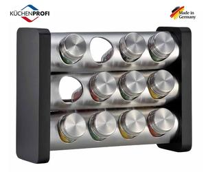 SUPPORTO PORTASPEZIE LEGNO E ACCIAIO CON 12 VASETTI CONTENITORI "KUCHENPROFI"