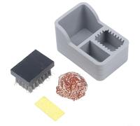 Supporto portatile in silicone per la pulizia della punta del saldatore, con ottone a spirale e raschietto, metodo di lavaggio a secco previene l'ossidazione per kit fai da te (grigio)