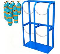 Supporto portatile per bombole di gas, Raccoglitore in acciaio resistente per bombole di ossigeno, CO2, propano e argon, Scaffale di stoccaggio a pavimento con catena di sicurezza(60x30x100cm)