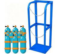 Supporto portatile per bombole di gas, Raccoglitore in acciaio resistente per bombole di ossigeno, CO2, propano e argon, Scaffale di stoccaggio a pavimento con catena di sicurezza(31x30x100cm)