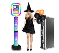 Supporto portatile per cabina fotografica per iPad, luci RGB con temperatura di colore regolabile, logo personalizzato, con custodia da trasporto per cerimonie nuziali (Black, for 12.9in/13in)