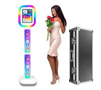 Supporto portatile per cabina fotografica per iPad, luci RGB con temperatura di colore regolabile, logo personalizzato, con custodia da trasporto per cerimonie nuziali (White, for 12.9in/13in)