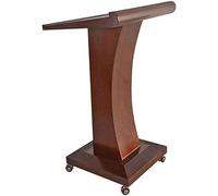 Supporto portatile per pulpito con ruote, in legno, per riunioni, scuola e ufficio, podio regolabile per parlare e leggere (colore tè)