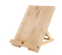 Supporto portatile per tablet, pieghevole, in legno, per ricettario da cucina, telefono cellulare, con foro di ricarica per ricettario/tablet