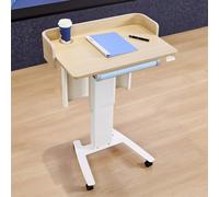 Supporto portatile regolabile con cassetto e ruote bloccabili, carrello mobile per postazione di lavoro regolabile in altezza per chiese, aule, matrimoni e discorsi