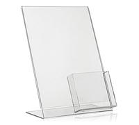 Supporto pubblicitario DIN A4, s L con scomparto extra DIN A6, DIN Lang (DL) come espositore da tavolo in PLEXIGLAS originale.