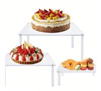 Supporto quadrato trasparente in acrilico per torte, supporto per torta per matrimonio, festa, esposizione di dolci Set di quadrati ABC,Piazza C,Piazza B,Piazza AColore unicoPMMA