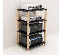 Supporto rack HiFi, in legno massello, per audio e video, mobile giradischi, archiviazione multimediale per soggiorno, home office, cinema