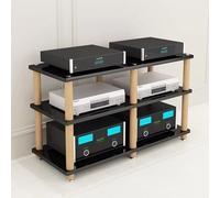 Supporto rack HiFi, in legno massello, per audio e video, mobile giradischi, archiviazione multimediale per soggiorno, home office, cinema