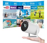 [Supporto regolabile a 180°] Mini proiettore intelligente con Android TV, proiettore portatile HY300 Pro con WiFi e Bluetooth, supporto 4K, Keystone automatico, proiettore portatile a soffitto per iOS