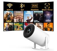 [Supporto regolabile a 270°] Proiettore PANSEBA Smart Mini con WiFi 6 e Bluetooth, proiettore per film per auto Keystone per esterni Supporto Full HD 1080P, proiettore domestico portatile per telefono