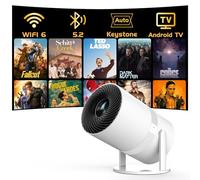 [Supporto regolabile a 270°] Proiettore PANSEBA Smart Mini con WiFi 6 e Bluetooth, proiettore per film per auto Keystone per esterni Supporto Full HD 1080P, proiettore domestico portatile per telefono