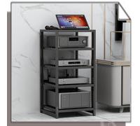 Supporto regolabile a 6 livelli per giradischi e amplificatore, finitura noce chiaro, torre di intrattenimento, altezza 60 cm