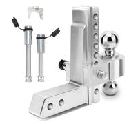 Supporto Regolabile a Sfera per Gancio di Traino, Lega di Alluminio 2 Pollici e 2-5/16 Pollici, Doppie Sfere di Traino 12.500 Libbre con Blocco del Perno di Traino