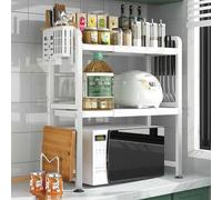 Supporto regolabile in acciaio al carbonio per forno a microonde con ganci, ripiani espandibili per tostapane e cuociriso, resistente capacità di 72,6 kg Kitchen n Solution