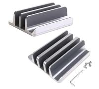 Supporto regolabile in lega di alluminio per laptop - Supporto da scrivania a 2 slot per notebook e laptop - Design elegante in argento per una migliore organizzazione dello spazio di lavoro